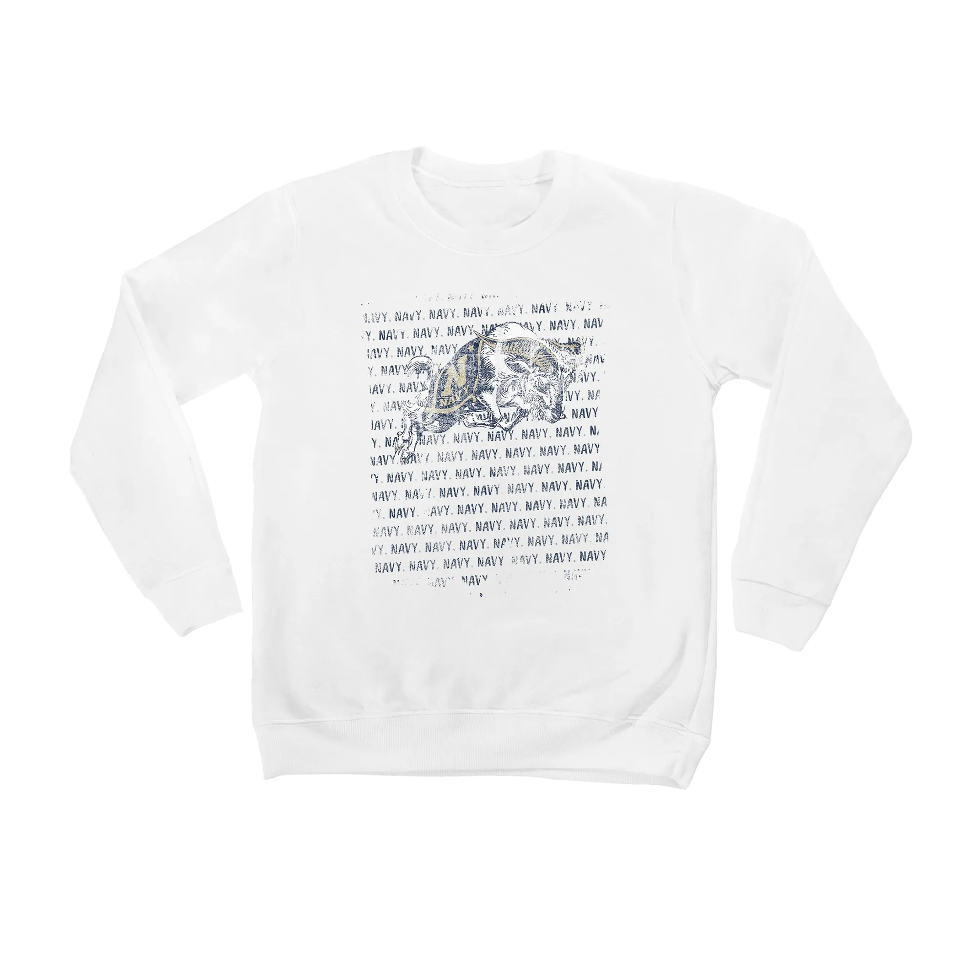 Navy Midshipmen Youth White Bold Type Pullover Sweatshirt