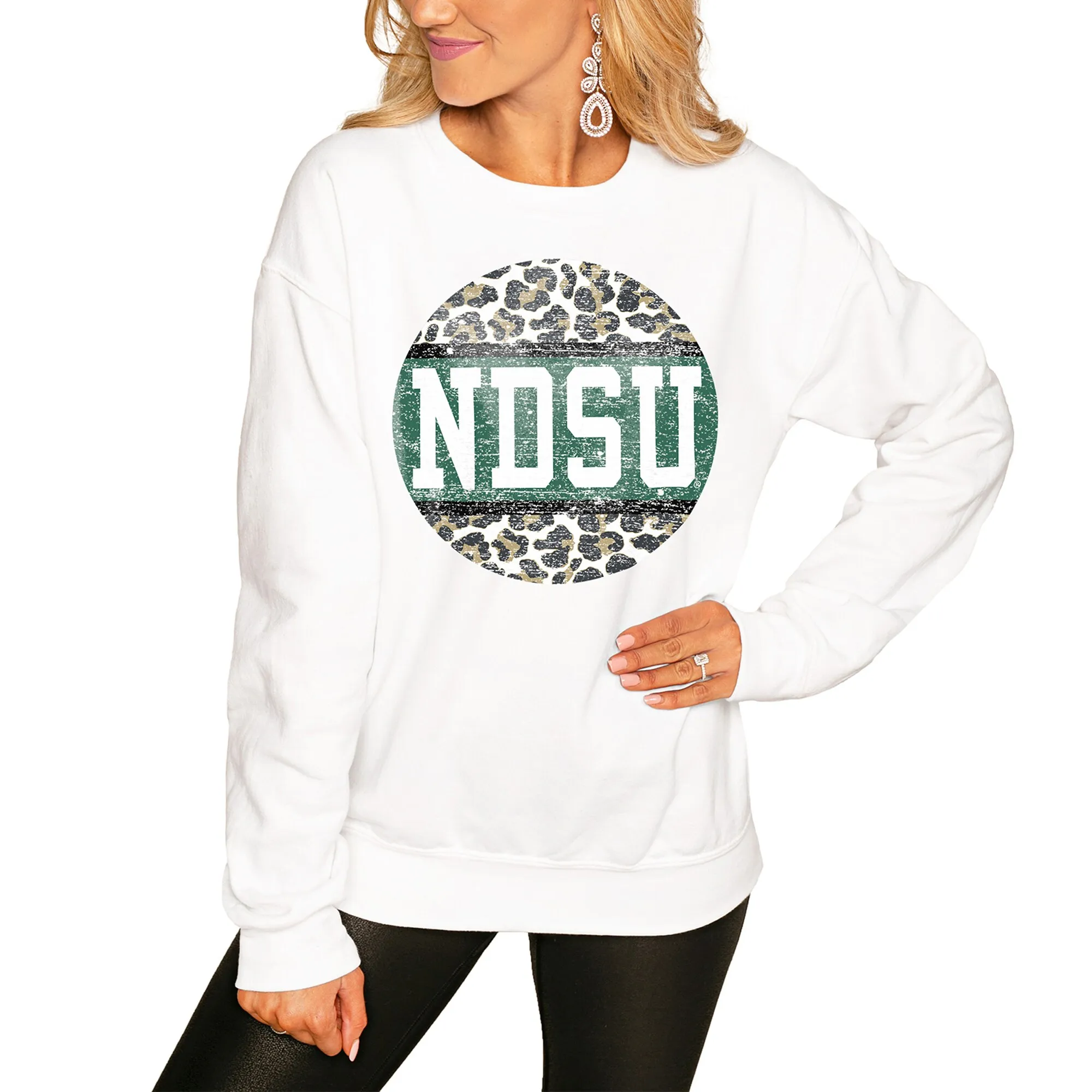 NDSU Bison Women's White Scoop & Score Pullover Sweatshirt