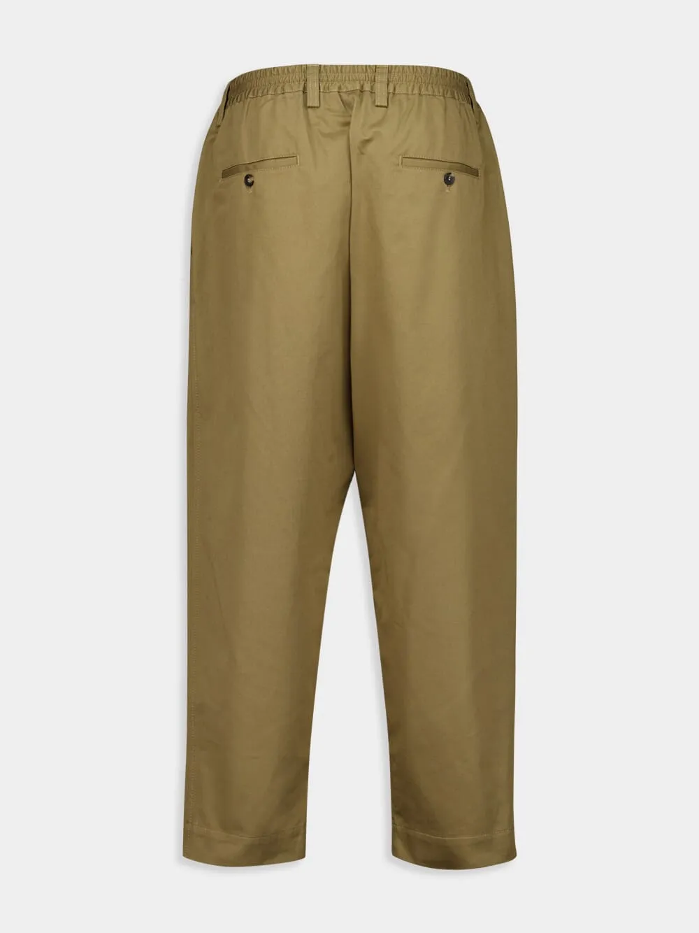 Olive Gabardine Cropped Trousers