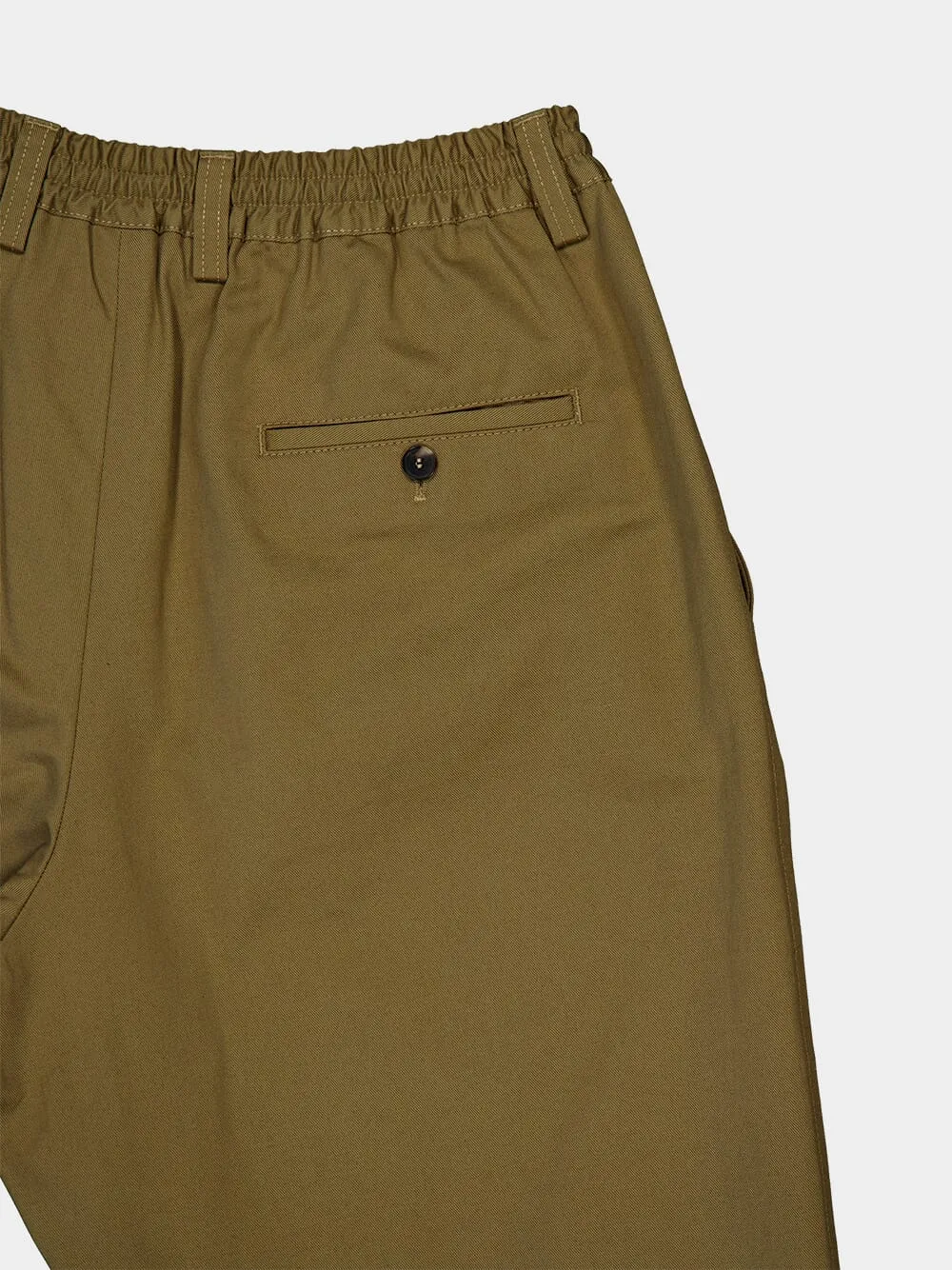 Olive Gabardine Cropped Trousers