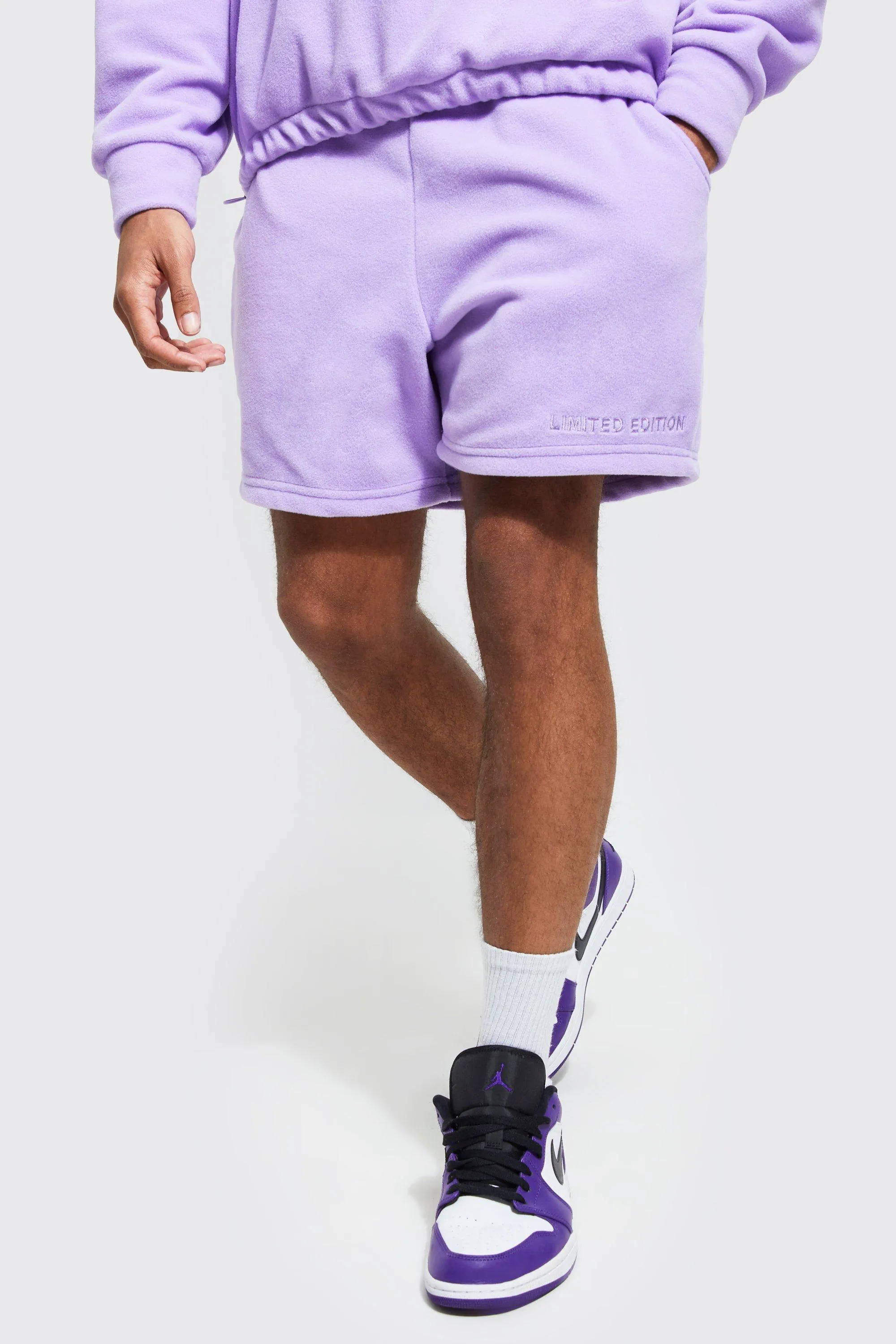 Oversized Short Length Polar Fleece Short | boohooMAN UK