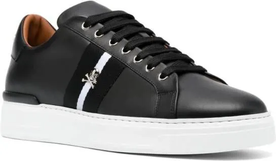 Philipp Plein skull-plaque striped low-top sneakers Black