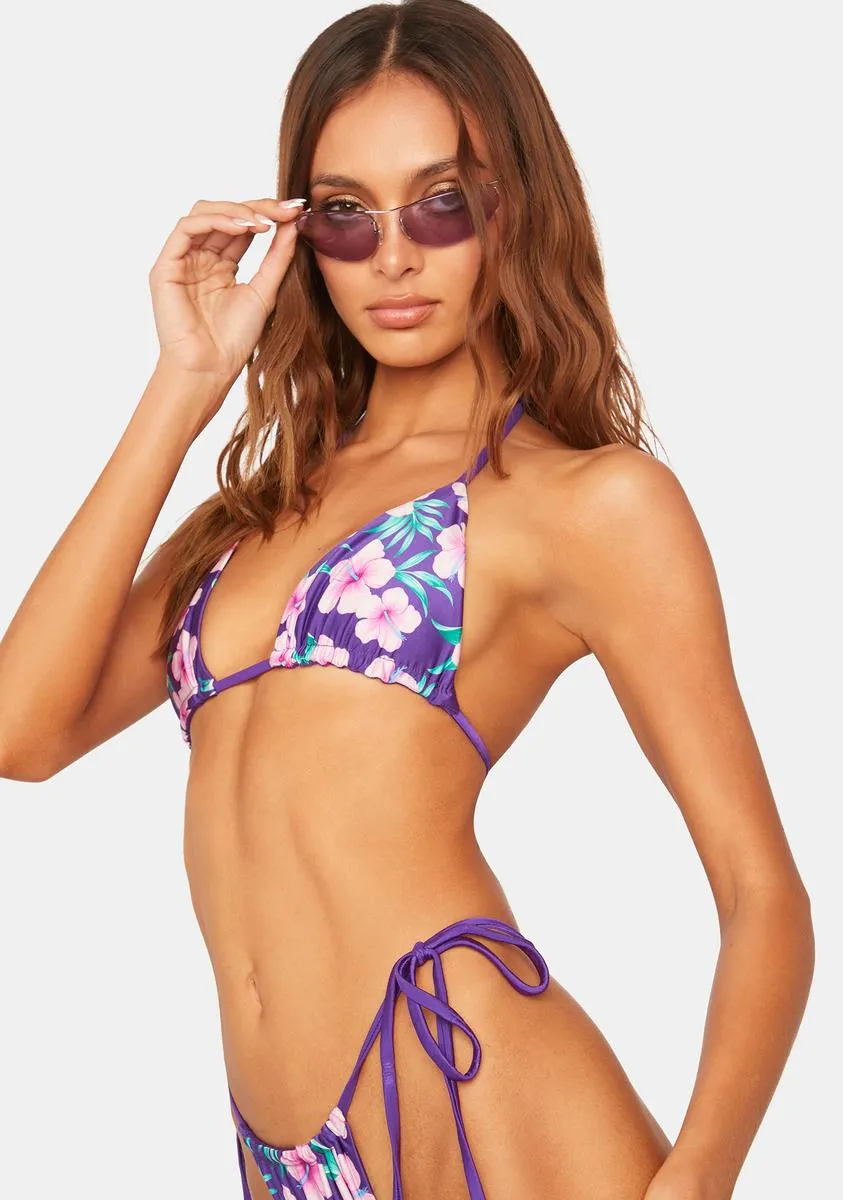 Purple Hibiscus Tia Bikini Top-