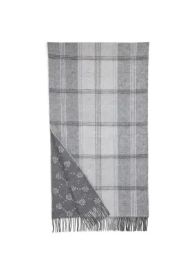 Ralph Lauren Double Sided Fringed Scarf, Grey