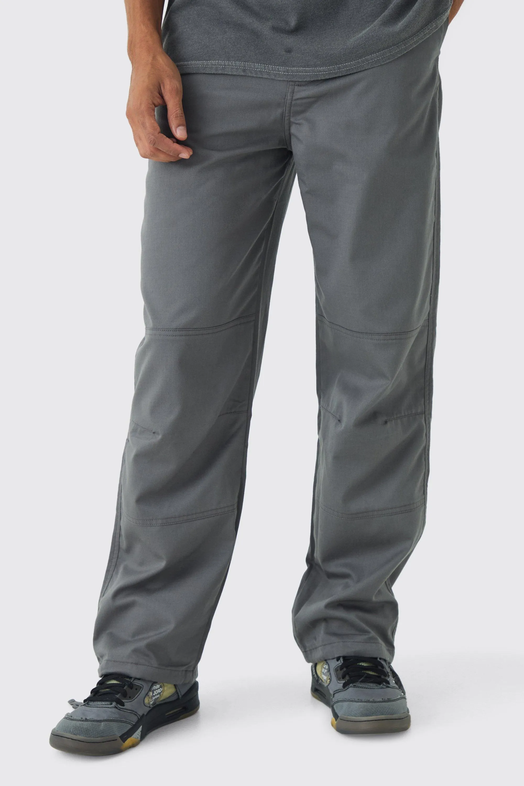 Relaxed Fit Textured Ripstop Trousers