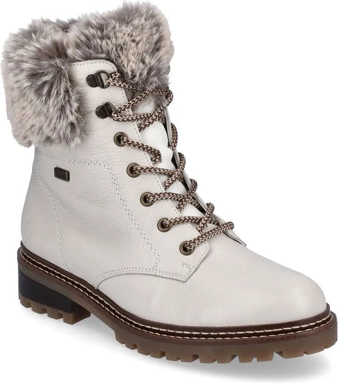 Remonte White Lace Up Boot