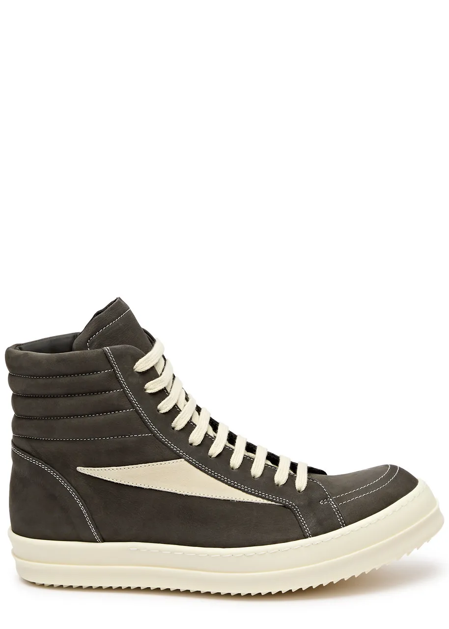 RICK OWENS Vintage panelled nubuck hi-top sneakers  -                         -                     -                