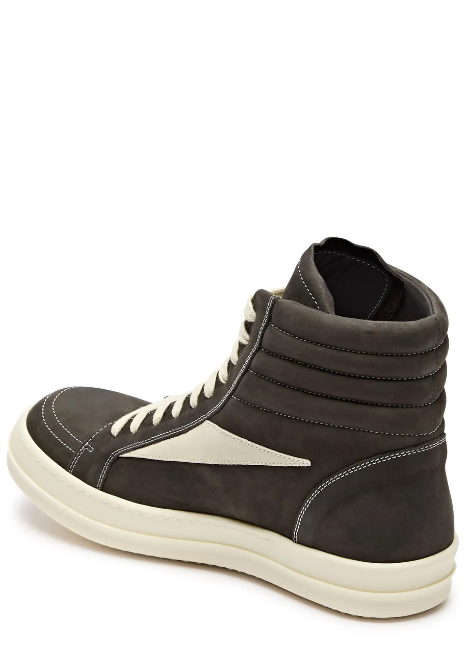 RICK OWENS Vintage panelled nubuck hi-top sneakers  -                         -                     -                