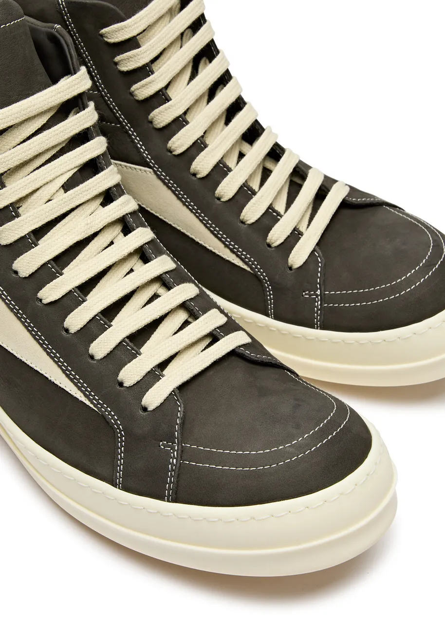 RICK OWENS Vintage panelled nubuck hi-top sneakers  -                         -                     -                