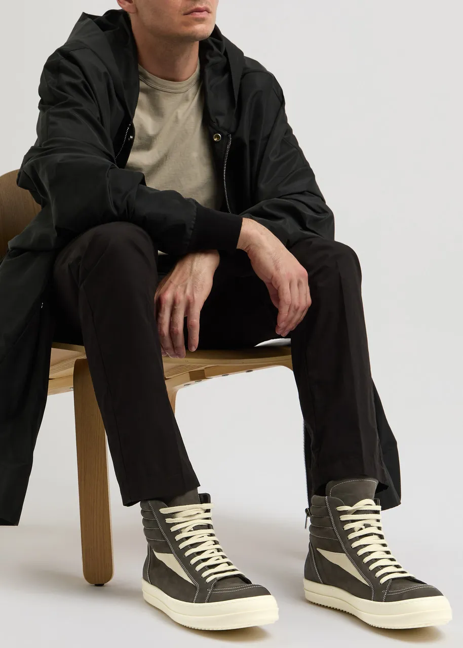 RICK OWENS Vintage panelled nubuck hi-top sneakers  -                         -                     -                