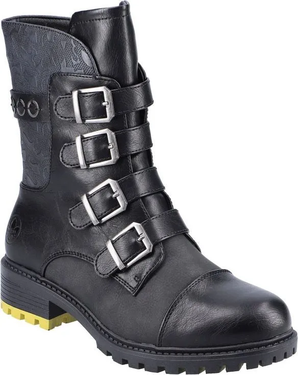 Rieker Black 4 Buckle Boot