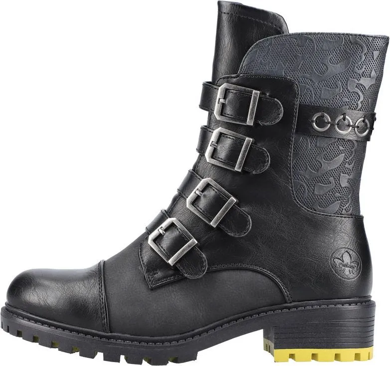 Rieker Black 4 Buckle Boot