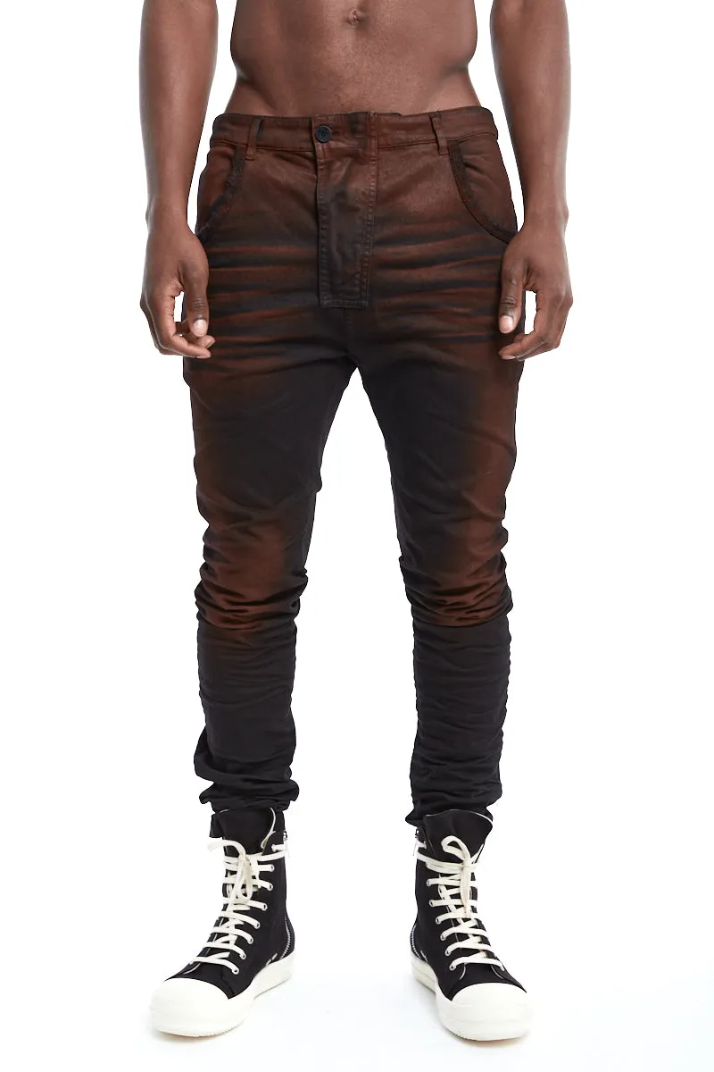 RUST STRETCH FITTED TROUSERS