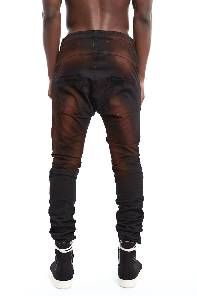 RUST STRETCH FITTED TROUSERS