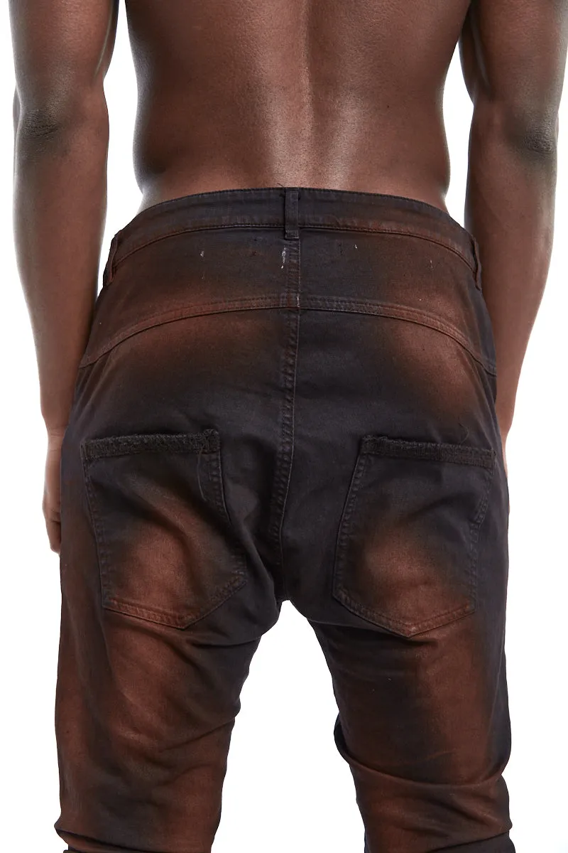 RUST STRETCH FITTED TROUSERS