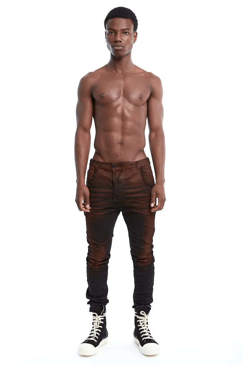 RUST STRETCH FITTED TROUSERS