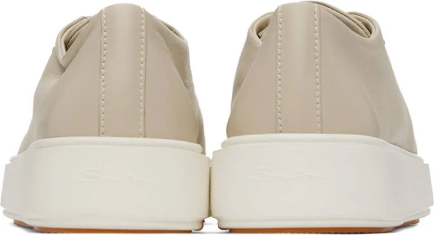 Santoni Beige Leather Sneakers