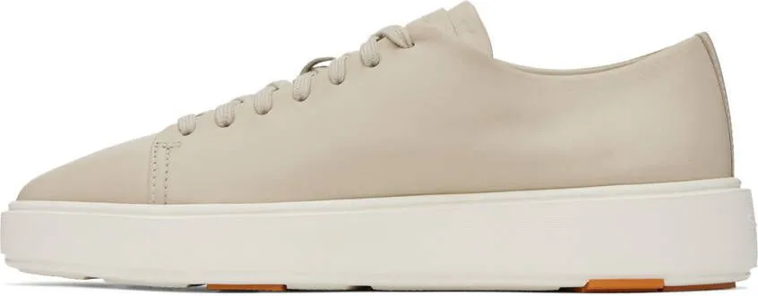 Santoni Beige Leather Sneakers