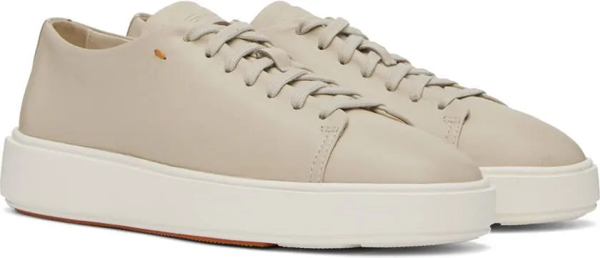 Santoni Beige Leather Sneakers