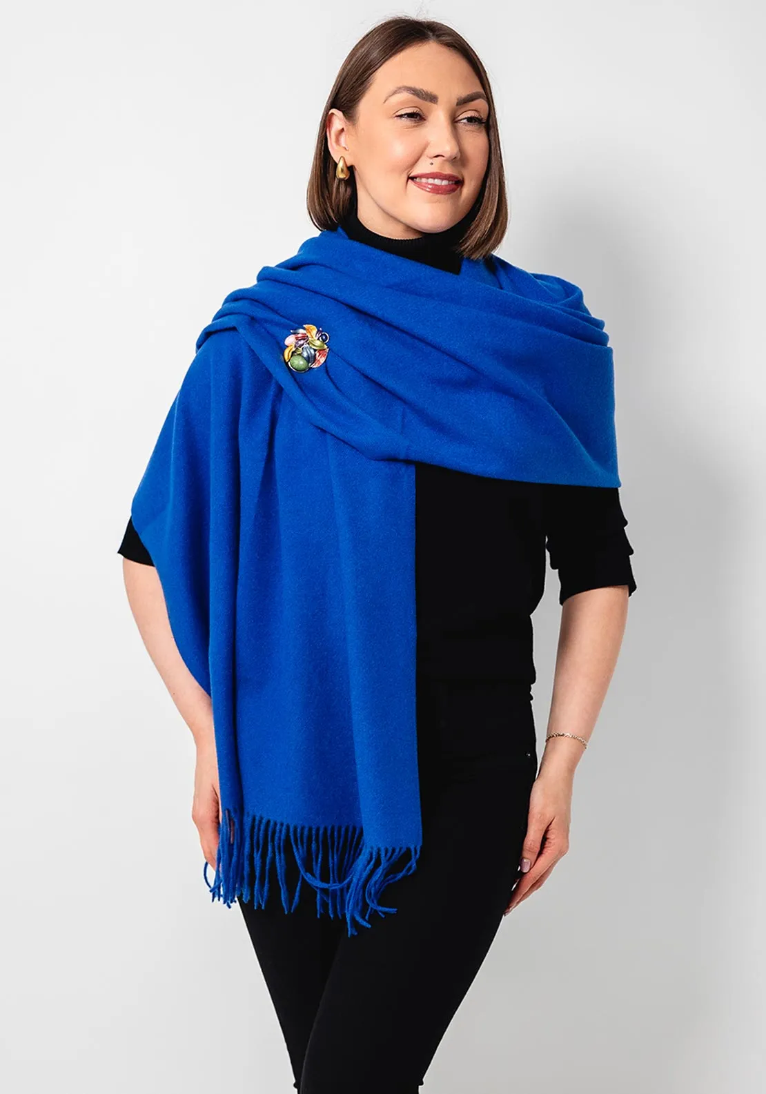 Serafina Collection Scarf and Brooch Gift Set, Royal Blue