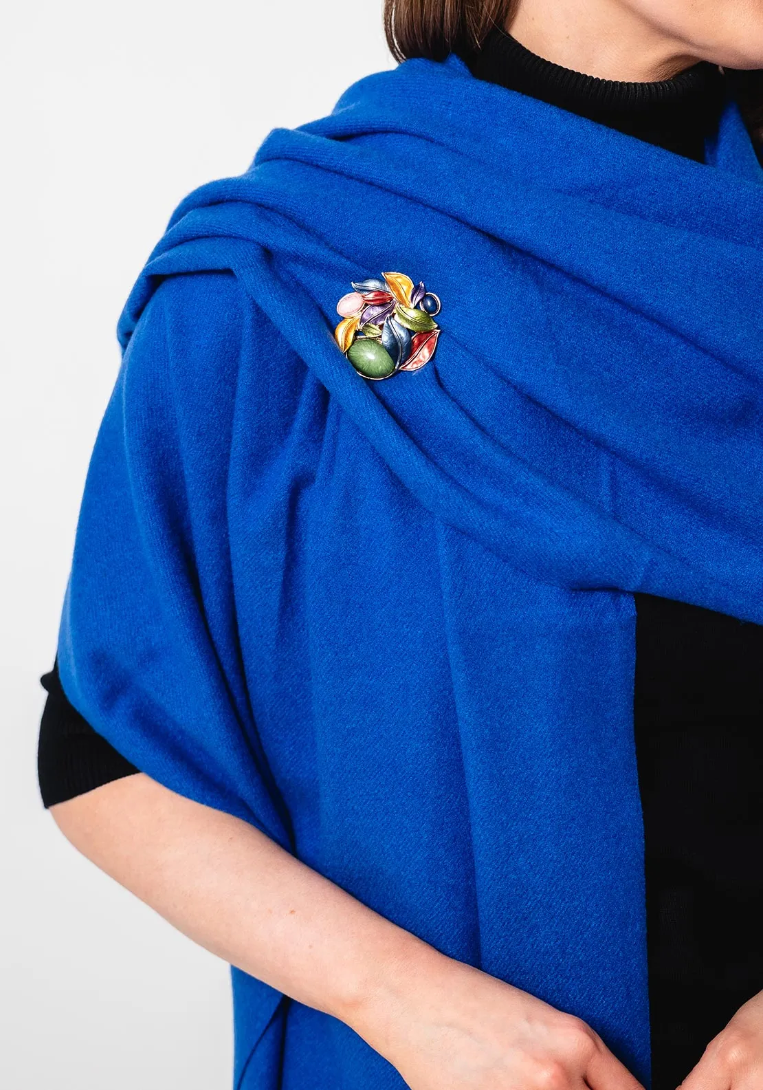 Serafina Collection Scarf and Brooch Gift Set, Royal Blue