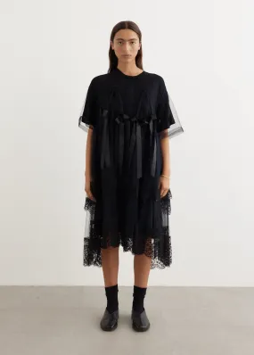 Simone Rocha -  Ruched Bow Net Overlay Dress - Dress