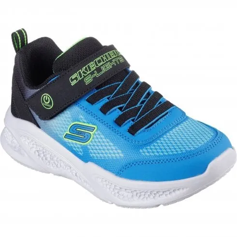 Skechers Meteor-Lights Krendox | Black/Blue | Boy's Fun Light-Up Trainers