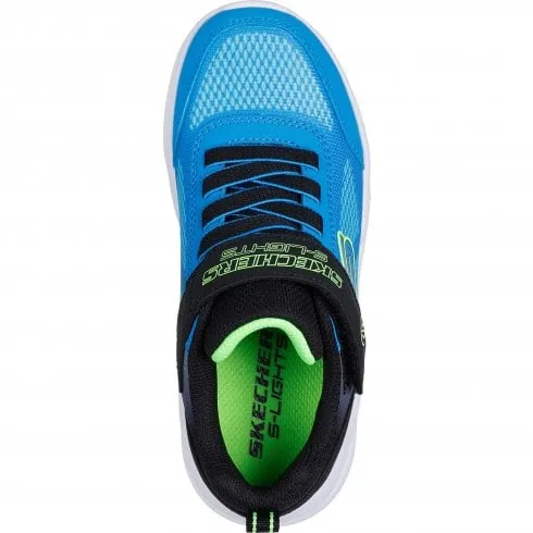 Skechers Meteor-Lights Krendox | Black/Blue | Boy's Fun Light-Up Trainers