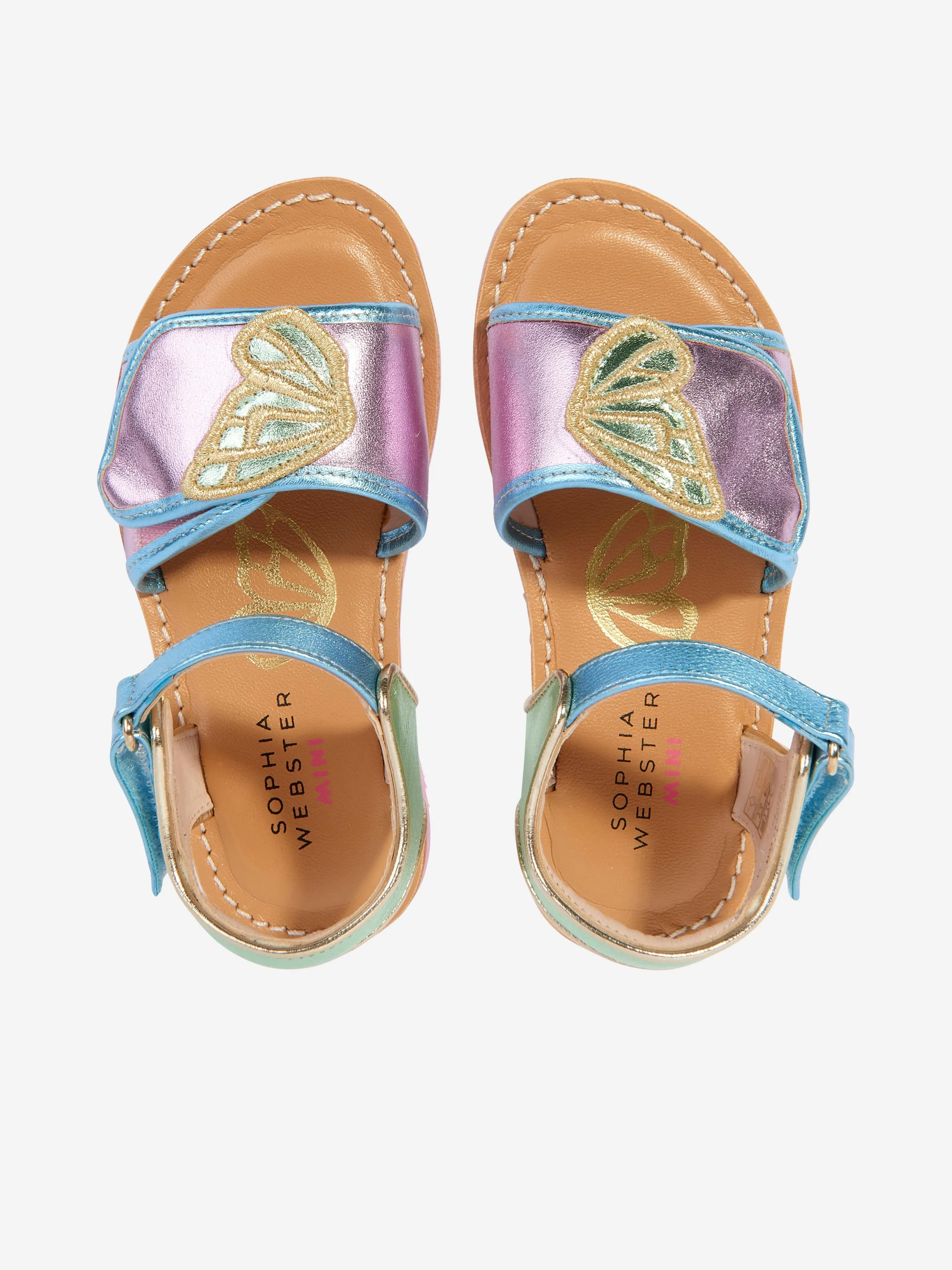 Sophia Webster Girls Leather Butterfly Sandals in Multicolour