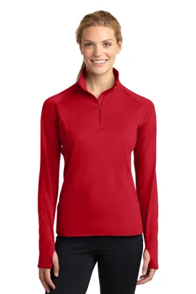 Sport-Tek Ladies Sport-Wick Stretch 1/2-Zip Pullover LST850 True Red