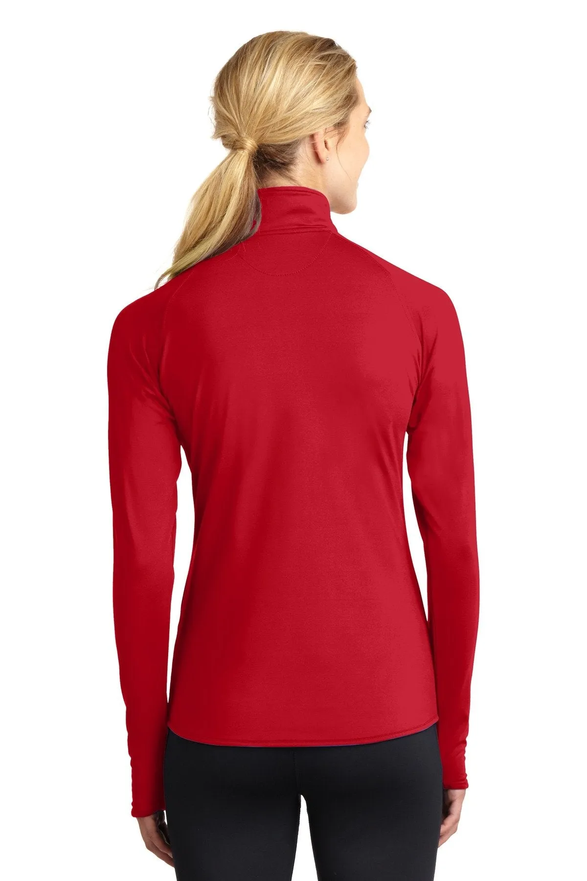 Sport-Tek Ladies Sport-Wick Stretch 1/2-Zip Pullover LST850 True Red