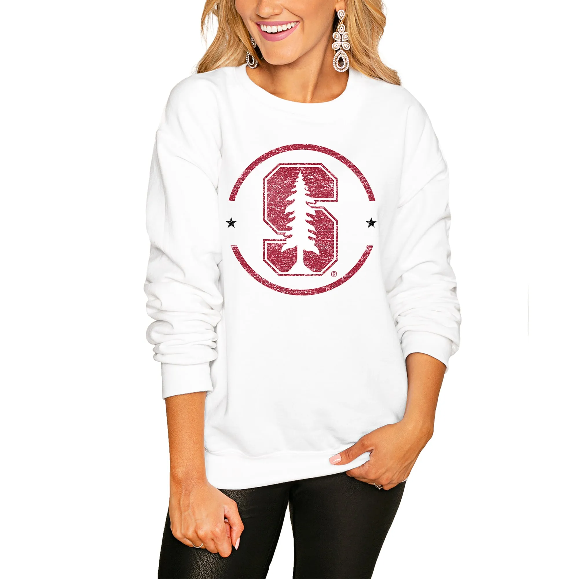 Stanford Cardinal Women's White End Zone Pullover Sweatshirt