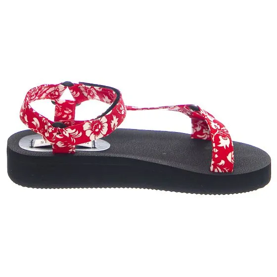 Steve Madden Womens Henley Red Print Flower Sandals