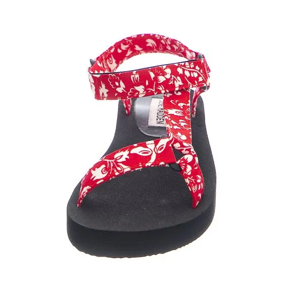 Steve Madden Womens Henley Red Print Flower Sandals