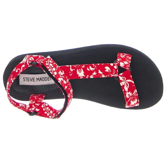 Steve Madden Womens Henley Red Print Flower Sandals