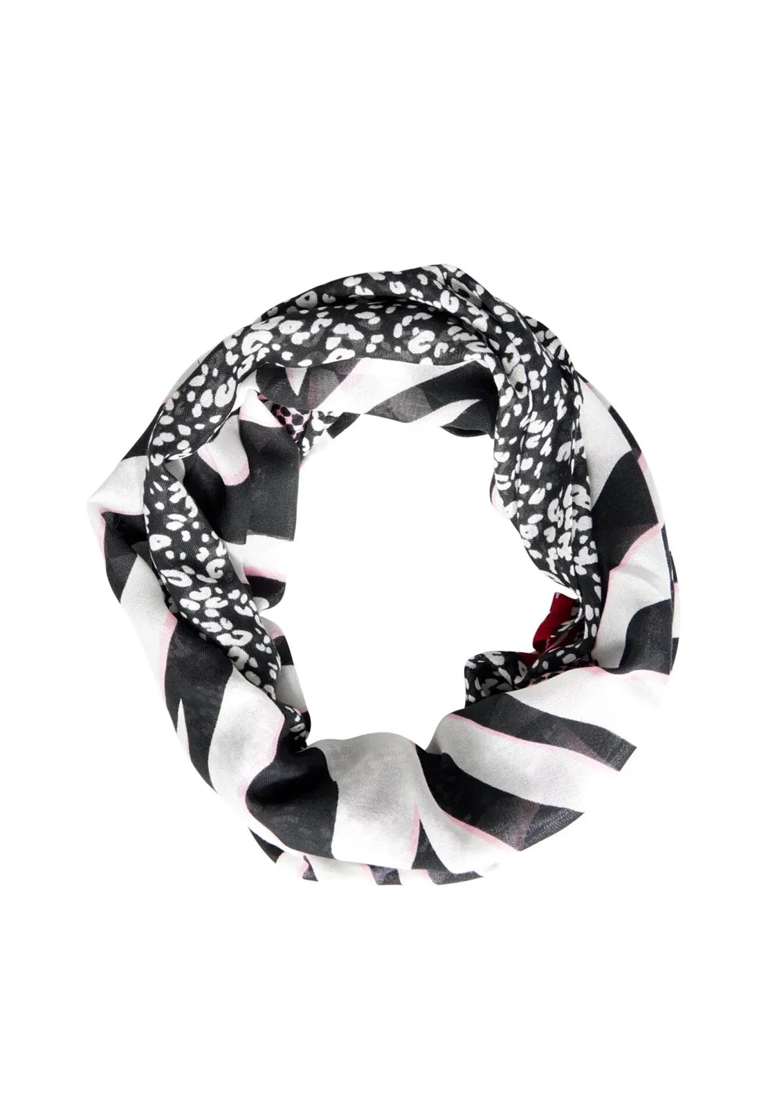 Street One Animal Print Loop Scarf, Black