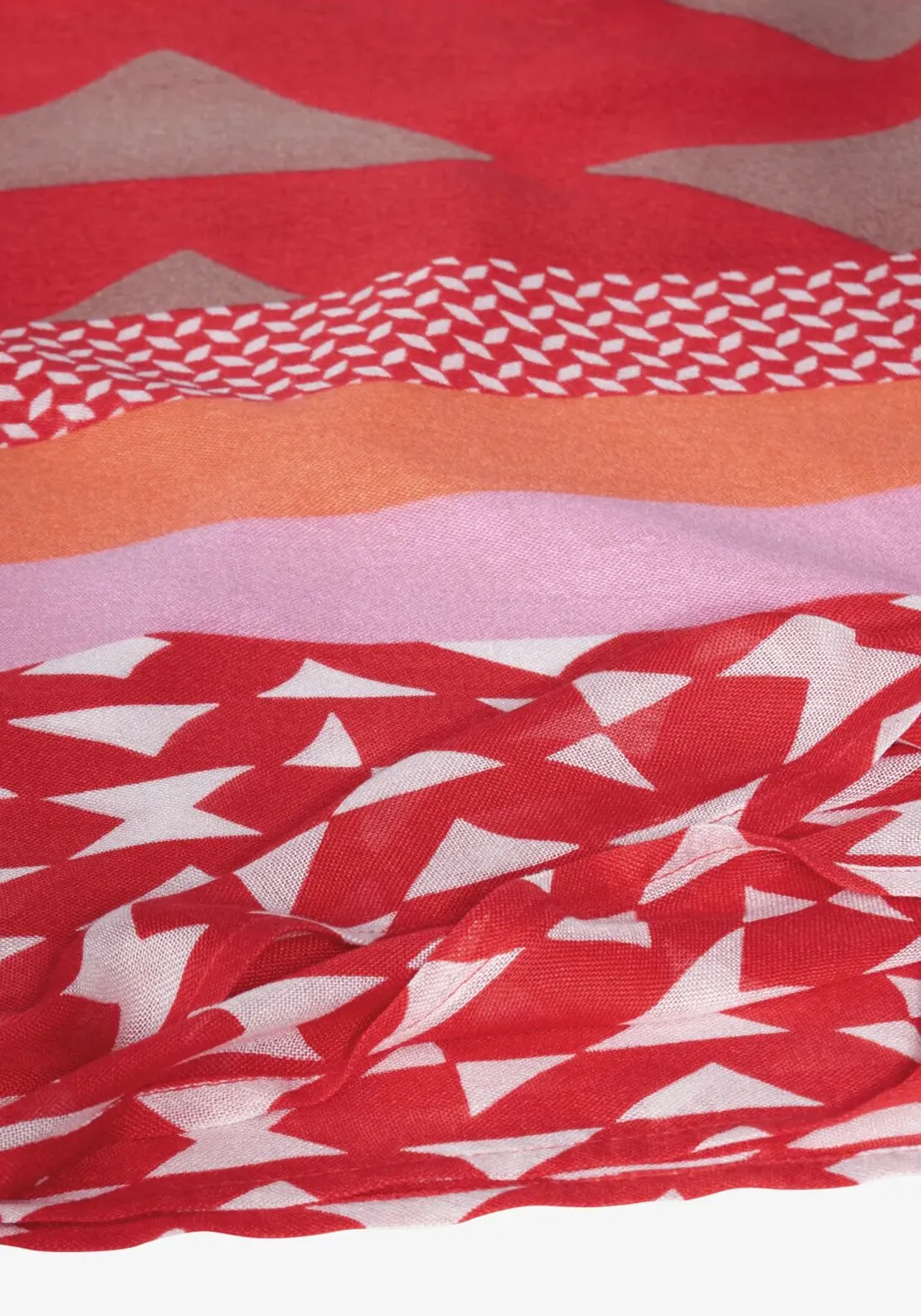 Street One Printed Geometric Loop Scarf, Tangerine Red