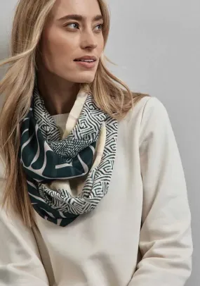 Street One Printed Loop Scarf, Green