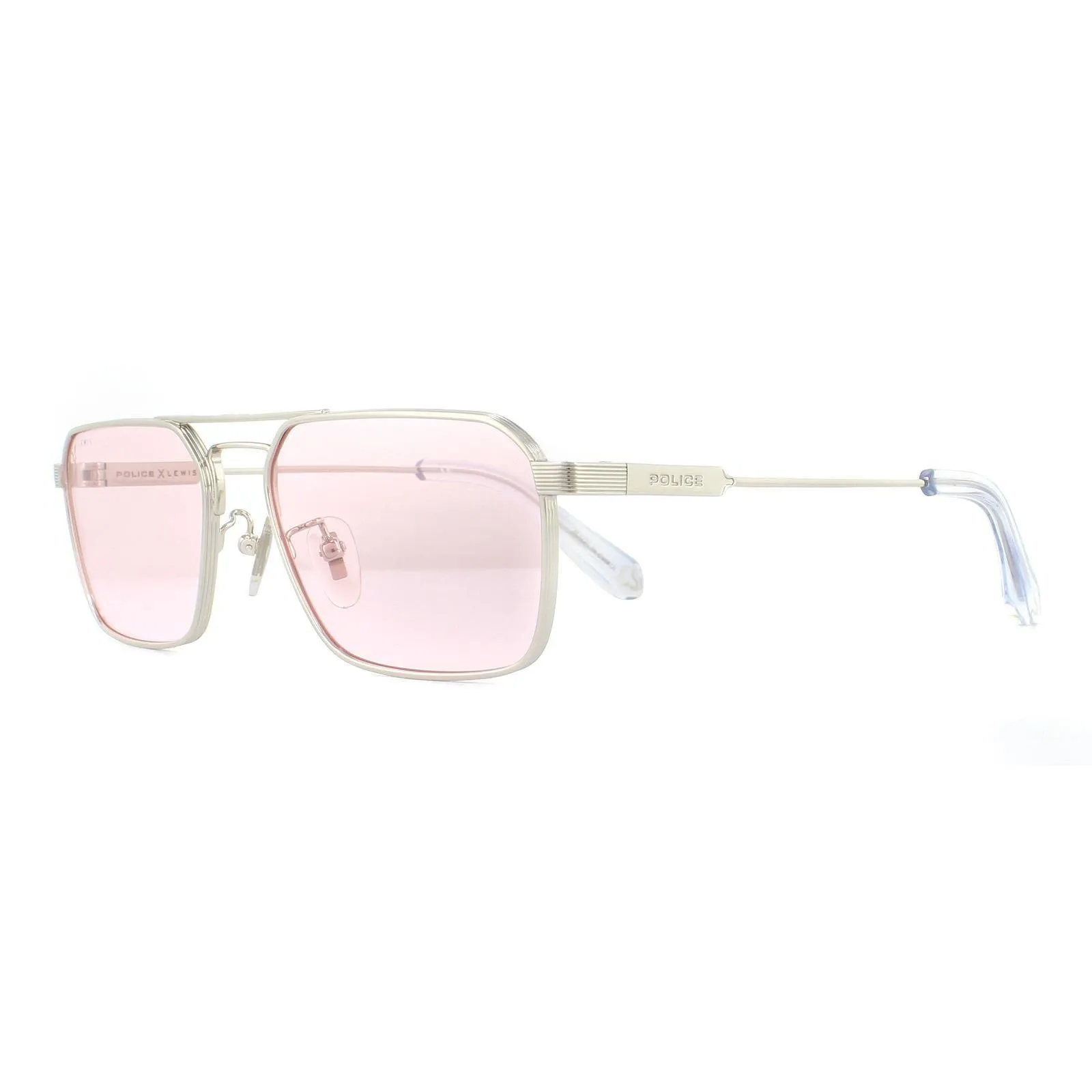 Sunglasses | Rectangle Shiny Palladium Pink Sunglasses | Police