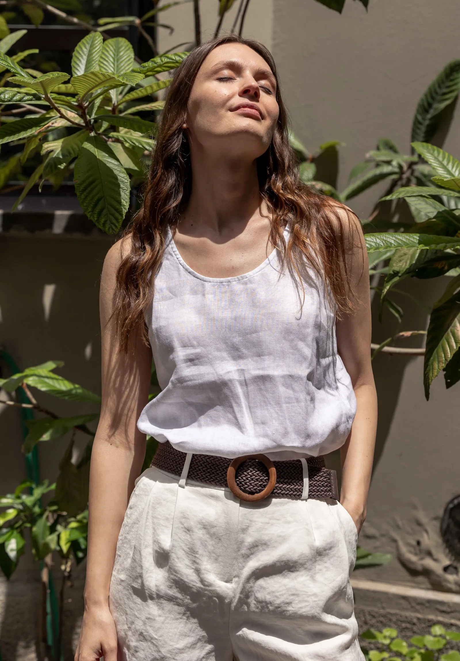 Tanya Tank White Linen Top