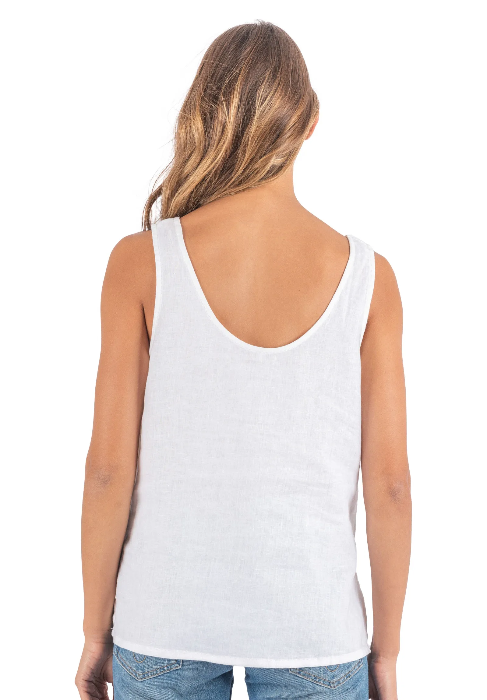 Tanya Tank White Linen Top