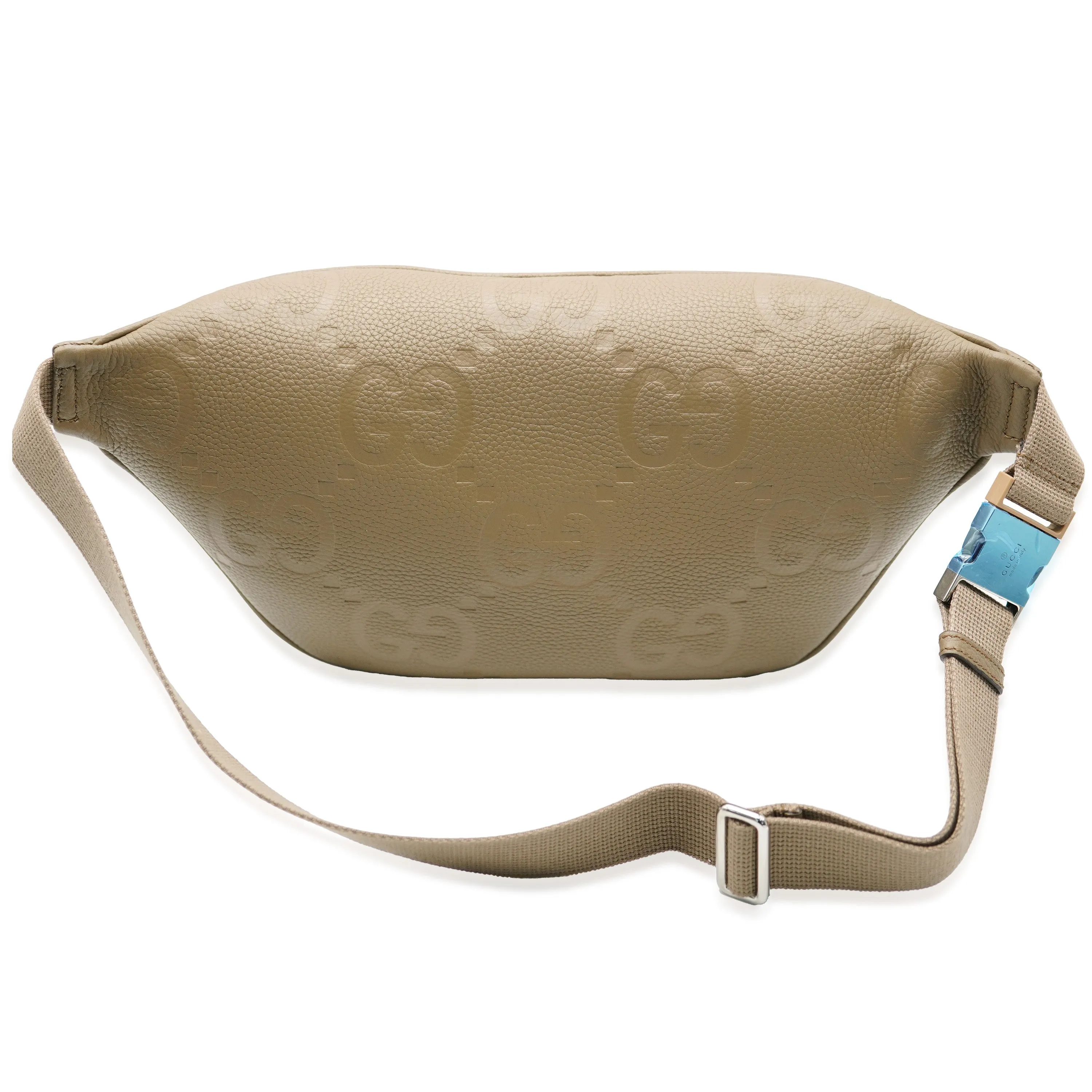 Taupe Piuma Calfskin Jumbo GG Embossed Pocket Belt Bag