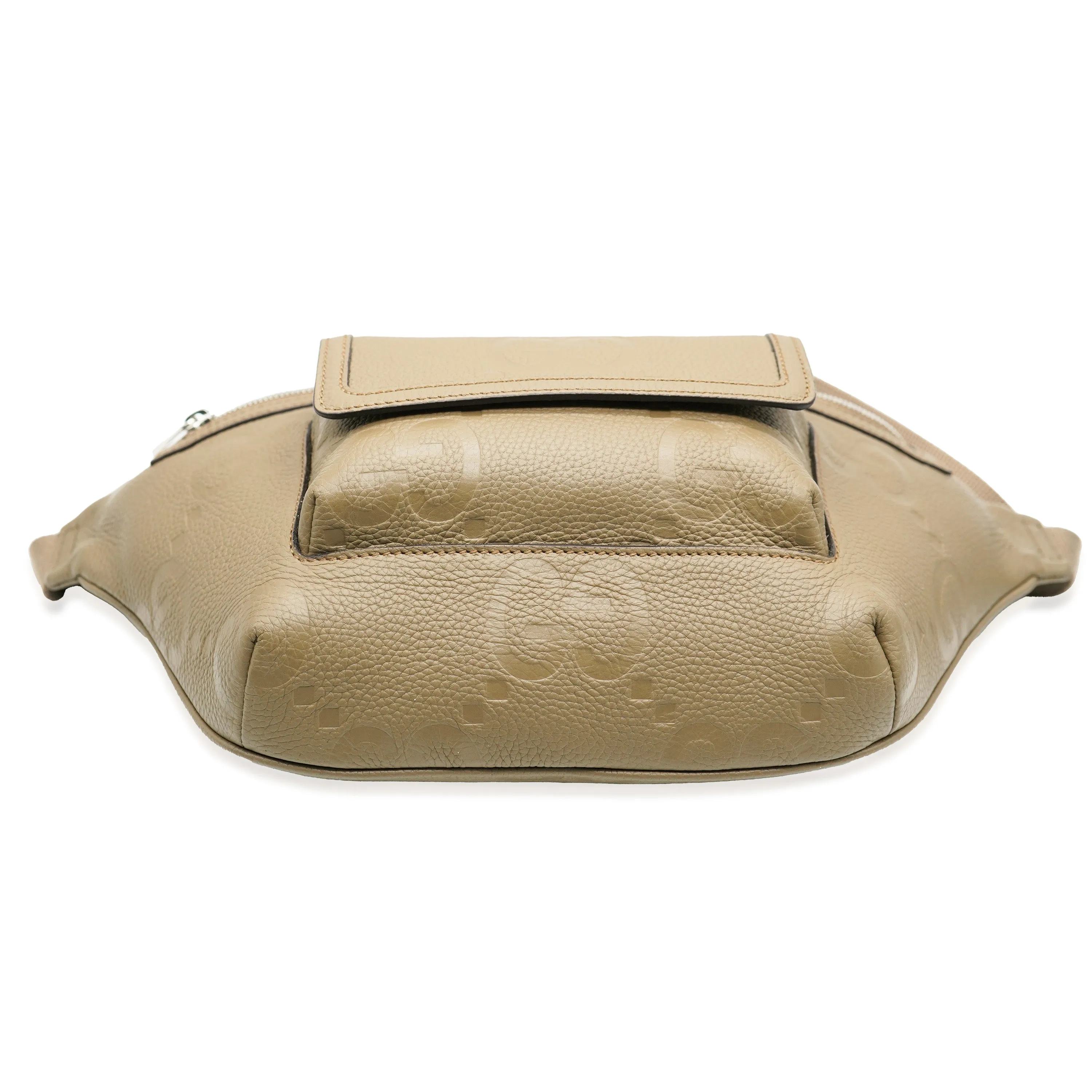 Taupe Piuma Calfskin Jumbo GG Embossed Pocket Belt Bag