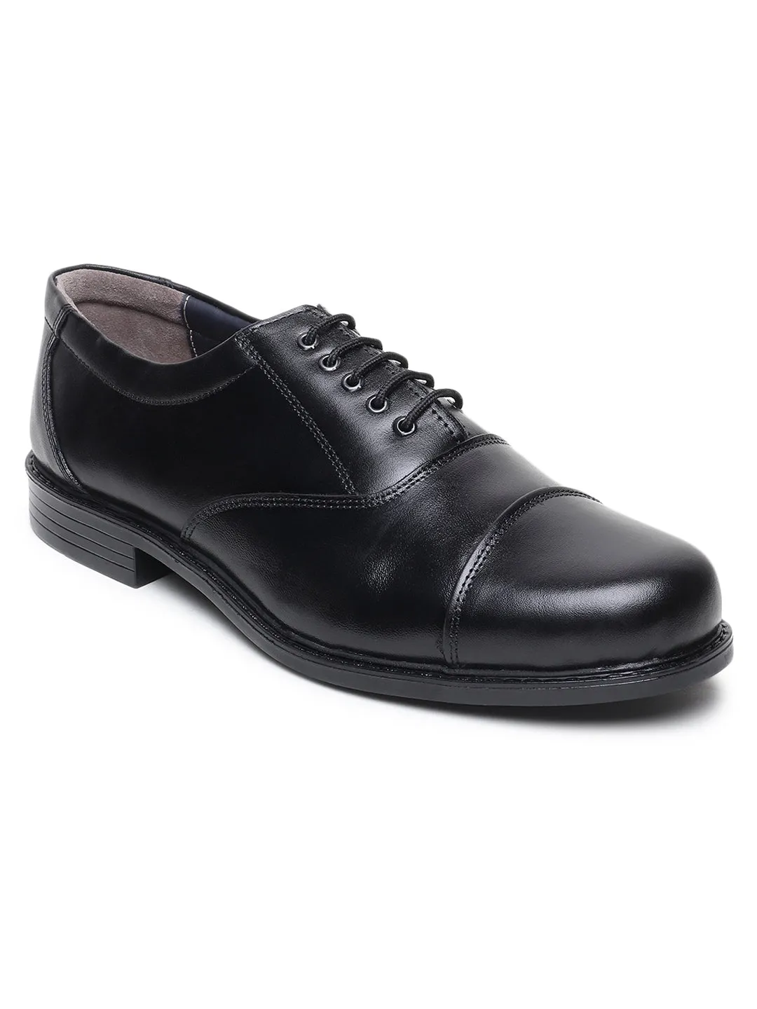 Teakwood Genuine Leather Black Oxford Shoes for Men