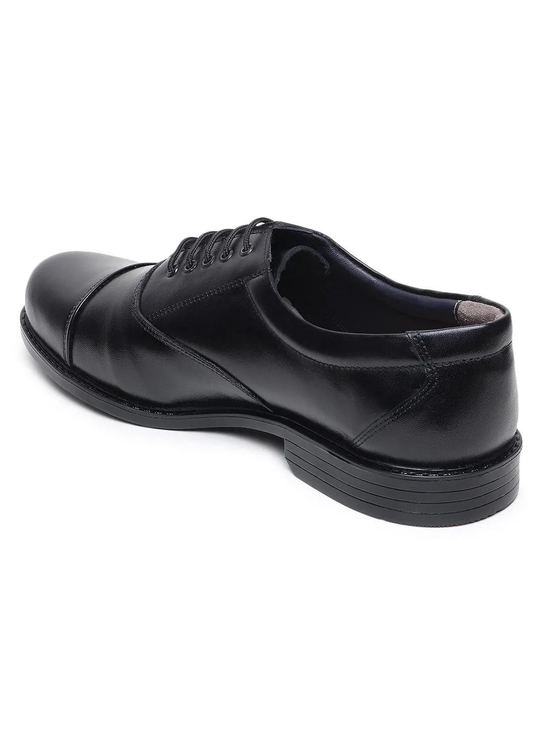 Teakwood Genuine Leather Black Oxford Shoes for Men