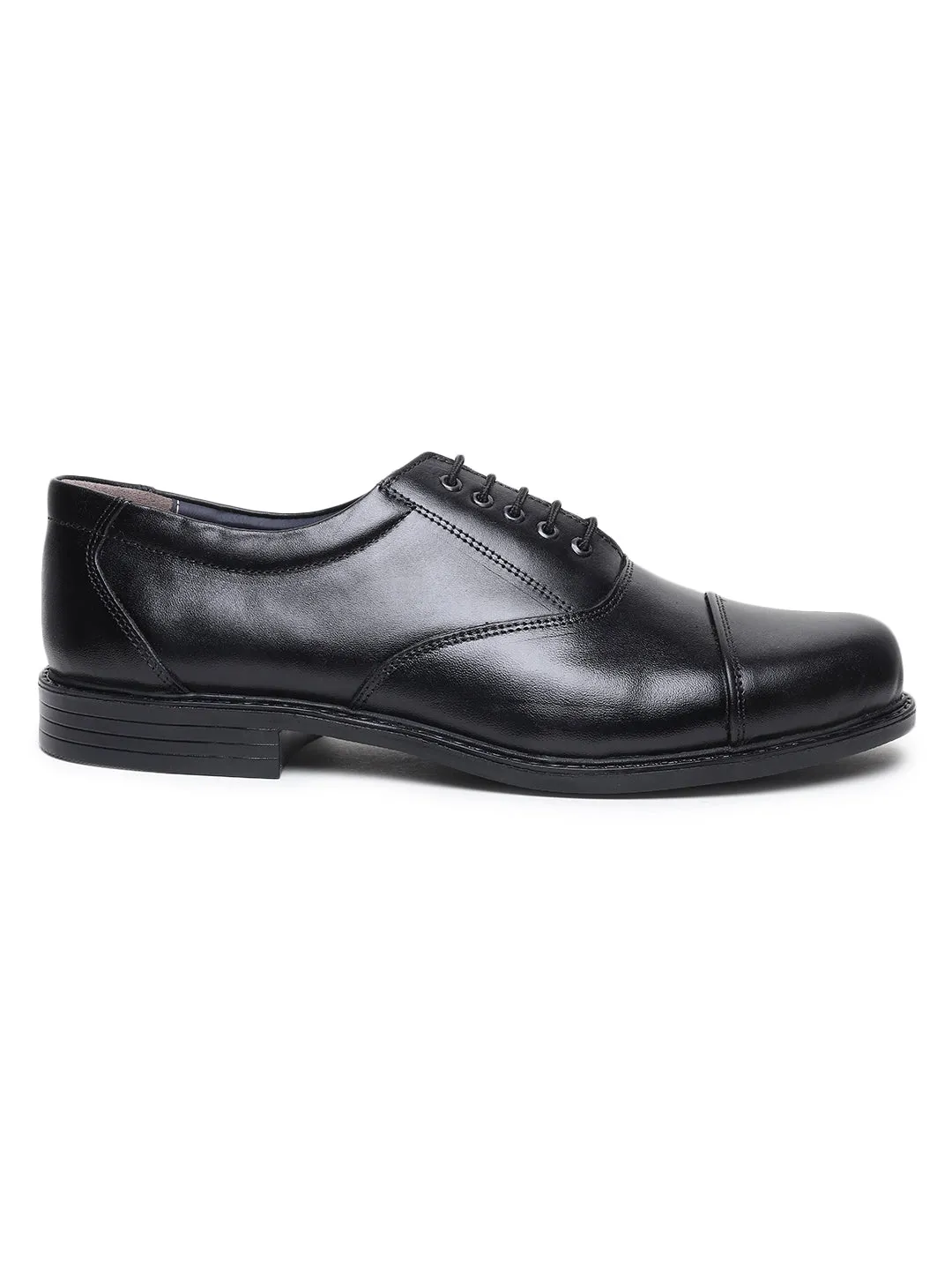 Teakwood Genuine Leather Black Oxford Shoes for Men