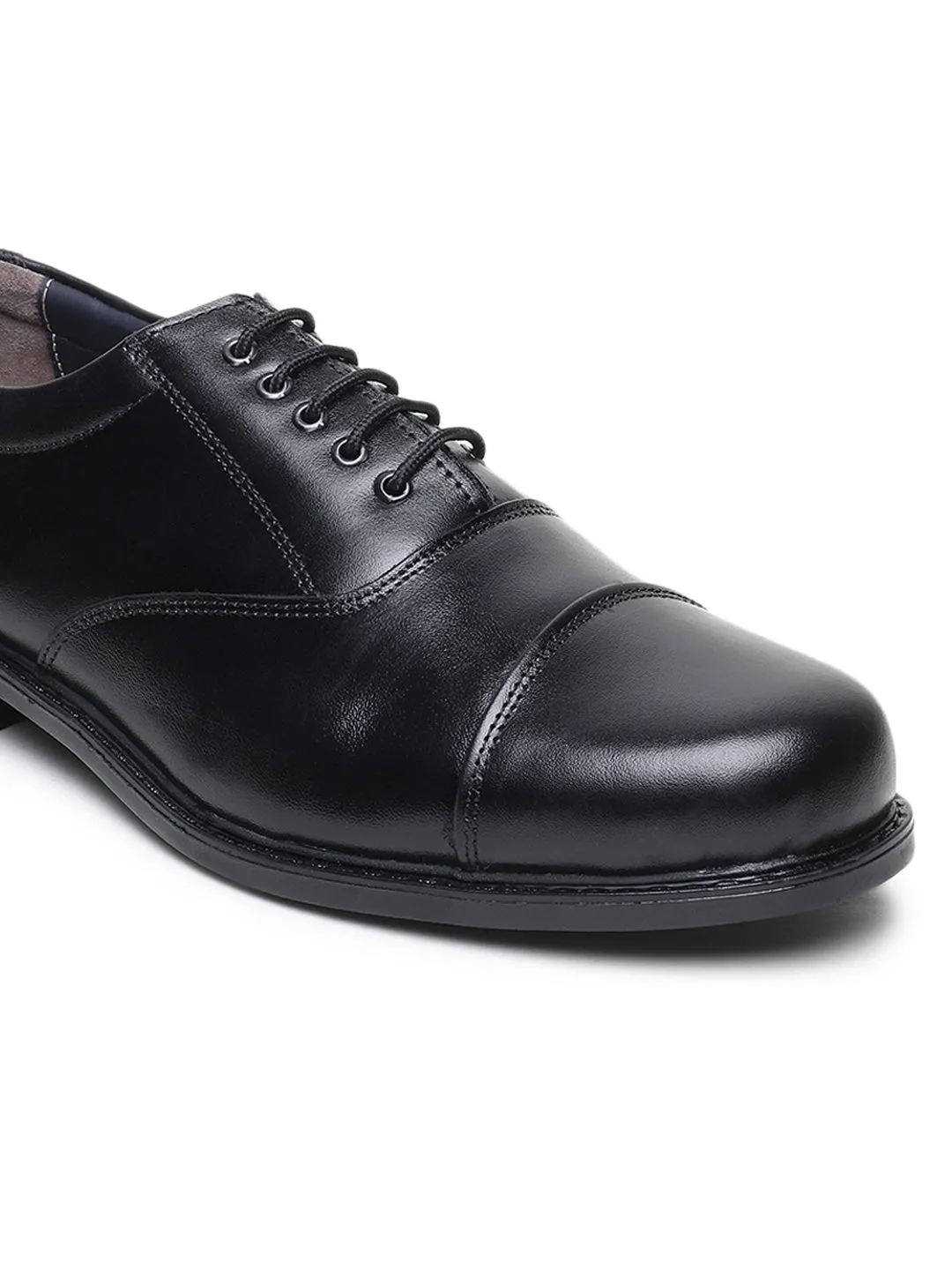 Teakwood Genuine Leather Black Oxford Shoes for Men