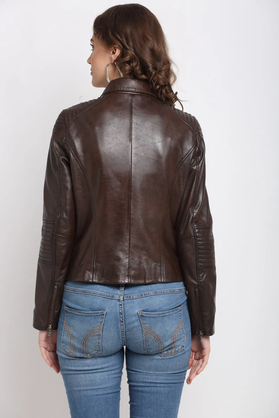 Teakwood Genuine Leathers Women`s Jacket (Wine)