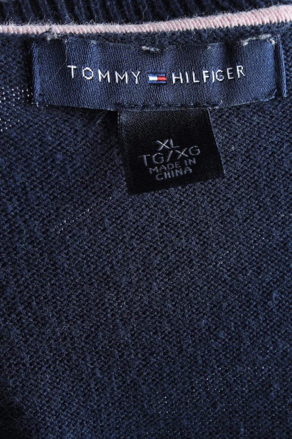 Tommy Hilfiger V Neck Jumper Pullover 90s Navy XL - Pepper Tree London