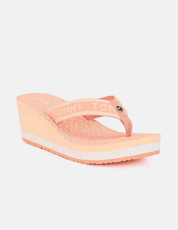 Tommy Hilfiger Women Orange Feminine Wedge Beach Sandals